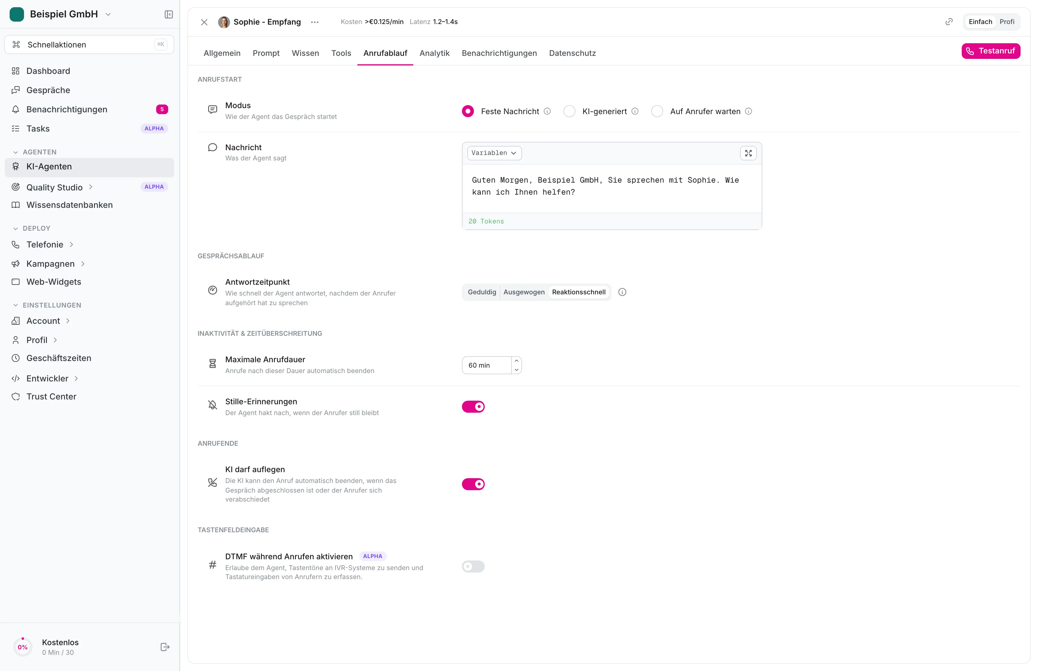 itellicoAI KI-Assistent — Call-Flow-Konfiguration